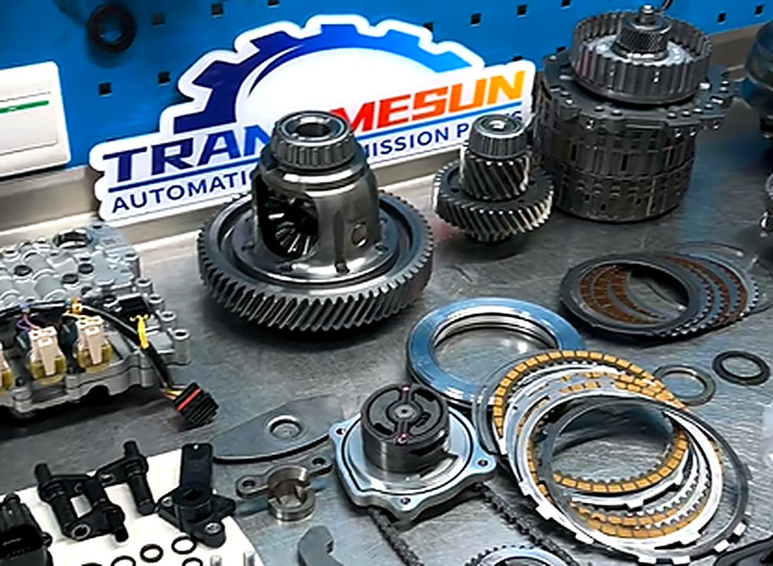 Transmission components staged for high-precision standard reassembly