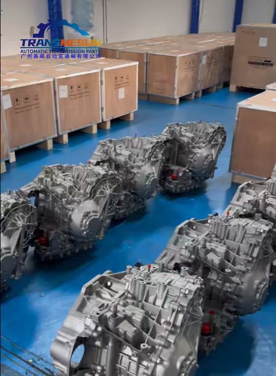 Batch of remanufactured transmission assemblies staged for dispatch